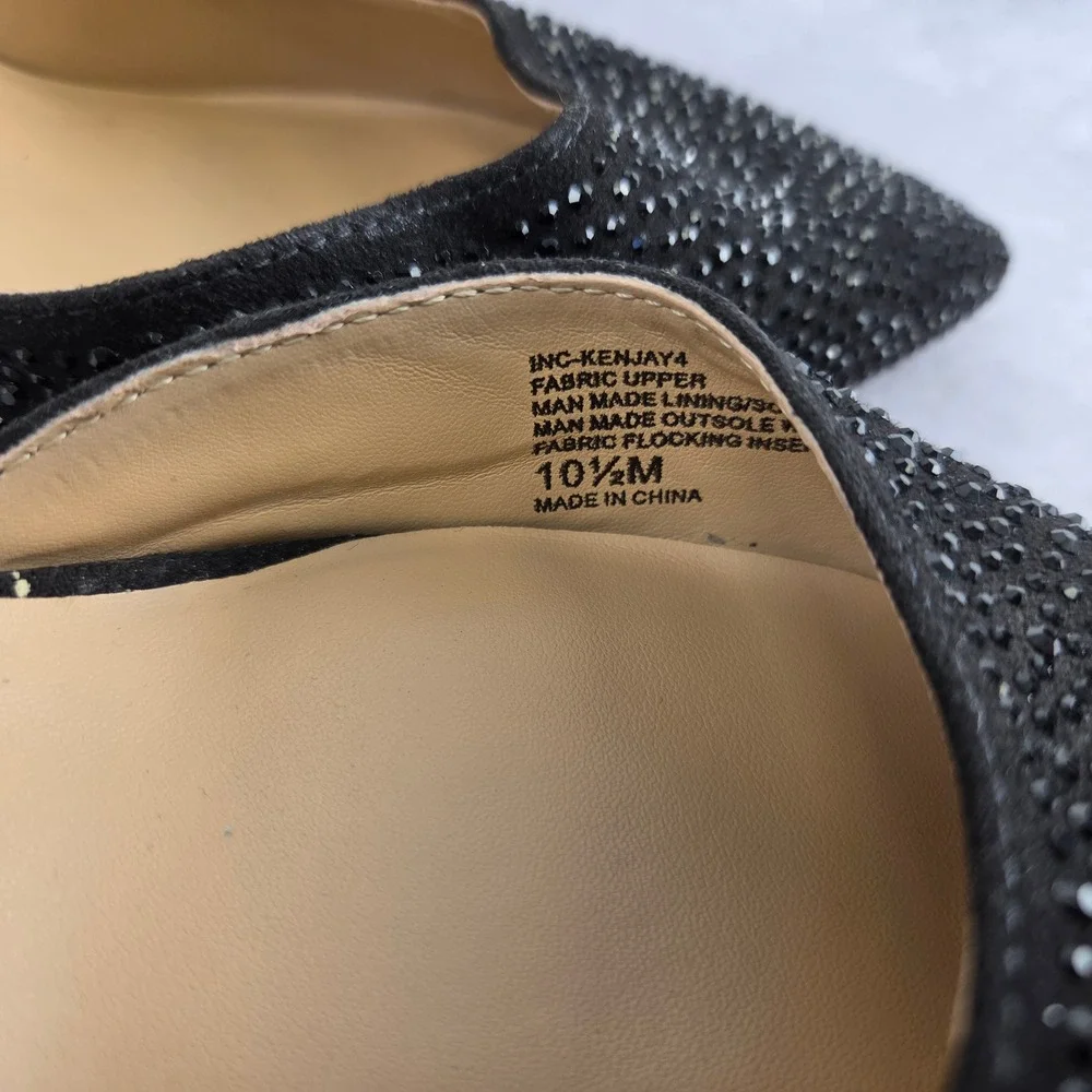 INC International Concepts Kenjaya4 Black Rhinestone d'Orsay Pumps Heels 10.5M